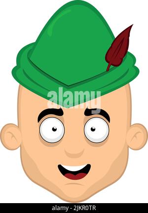 Vektor-Illustration eines Cartoon-Mann Gesicht mit einem Robin Haube Hut Stock Vektor