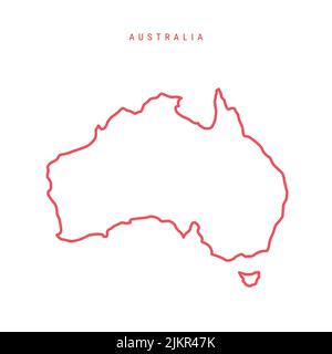 Australien editierbare Übersichtskarte. Australische rote Grenze. Ländername. Linienstärke anpassen. Zu einer beliebigen Farbe wechseln. Vektorgrafik. Stock Vektor
