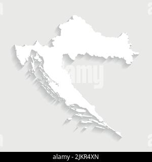 Einfache weiße Kroatien-Karte auf grauem Hintergrund, Vektor, Illustration, eps 10 Datei Stock Vektor