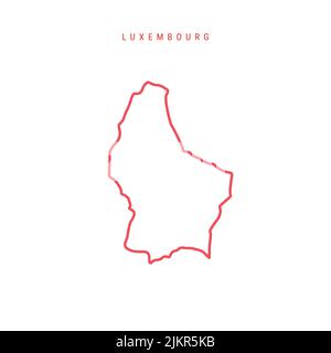 Luxemburg editierbare Übersichtskarte. Luxemburgische rote Grenze. Ländername. Linienstärke anpassen. Zu einer beliebigen Farbe wechseln. Vektorgrafik. Stock Vektor