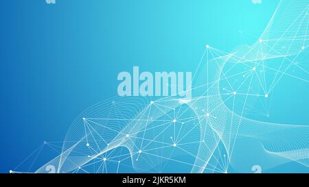 Globale Netzwerkverbindungen mit Punkten und Linien. Drahtmodell Hintergrund. Abstrakte Verbindungsstruktur. Polygonaler Raum Hintergrund, Illustration Stockfoto
