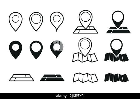 Karten Pins Vektorsymbole - Vektordarstellung Stock Vektor