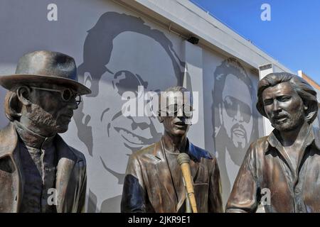 112 das Bienengees-Wandbild und Statuen der Brüder Gibb. Redcliffe-Australien. Stockfoto