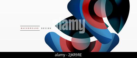 Abstrakter Hintergrund mit geometrischen Farbformen. Schöne minimalistische Kulisse mit runden Formen Kreise und Linien. Geometrisches Design. Vektorgrafiken Stock Vektor