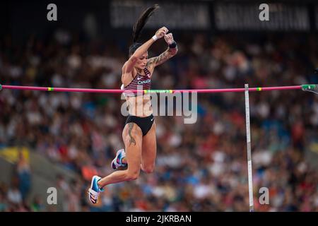 BIRMINGHAM, GROSSBRITANNIEN. 02. August 2022. Anicka NEWELL (NZE) tritt am Dienstag, den 02. August 2022 in BIRMINGHAM, GROSSBRITANNIEN, beim Polsprung-Finale der Frauen während der Leichtathletik von Birmingham 2022 - Commonwealth Games in der Birmingham Arena an. Kredit: Taka Wu/Alamy Live Nachrichten Stockfoto