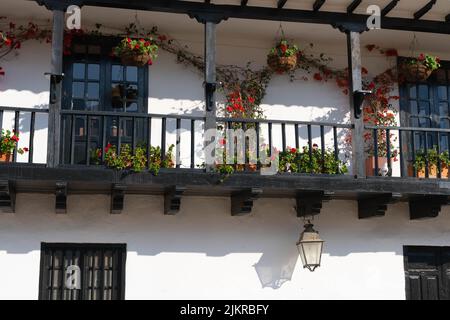 Kolonialhäuser in Villa De Leyva, Kolumbien. Stockfoto