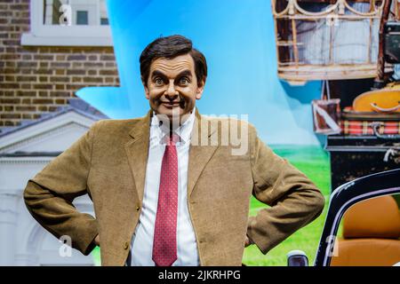 Sotschi, Russland 11. Oktober 2021: Mr. Bean, eine Figur einer britischen Sitcom mit Rowan Atkinson, im Dejavu Wachsmuseum Stockfoto