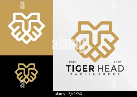 Ein Markenlogo „Tiger Head“ auf drei Hintergründen Stock Vektor