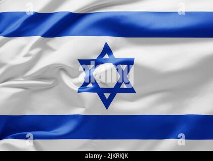 Schwenkende Nationalflagge Israels Stockfoto