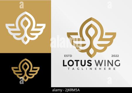 Ein Markenlogo „Lotus Wing“ auf drei Hintergründen Stock Vektor
