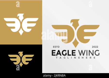 Ein digitales Illustrationsdesign einer Adler-Flügel-Firmenlogo-Vorlage mit einer goldenen, weißen, schwarzen Palette Stock Vektor