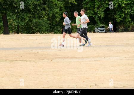 Hyde Park, London, Großbritannien. 3. August 2022. UK Wetter: Dürrewarnungen. Trockenszenen Hyde Park, London. Kredit: Matthew Chattle/Alamy Live Nachrichten Stockfoto