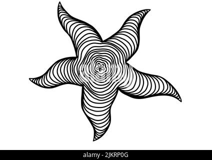 Eine schwarz-weiße Linienzeichnung eines Sternfisches für Hintergrund, Logo und andere Illustrationen benötigt Stock Vektor