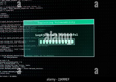 Ein Popup-Fenster mit einer Warnung vor einem erfolgreichen Hacker-Angriff Stockfoto