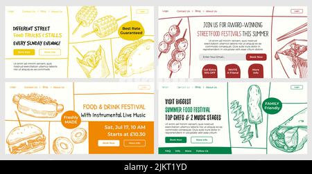 Webbanner für Street Food Festival Promo Stock Vektor