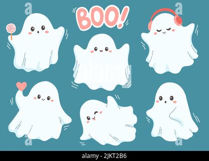Set von Geistern zu Halloween Party Vektor Stock Vektor