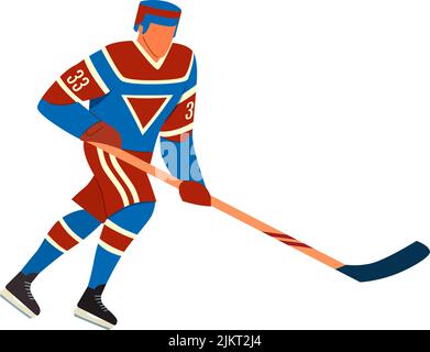 Eishockeyspieler auf Eis. Wintersport aktiver Mann Stock Vektor
