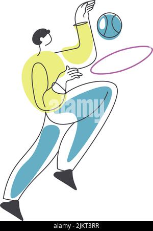 Mann spielt Fußballspieler mit Ball Hobby Vektor Stock Vektor