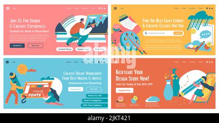 Kreative Workshop-Promotion bei Webbanner-Set Stock Vektor