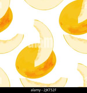Nahtloses Muster mit iIllustration einer Melone auf weißem Hintergrund Stock Vektor