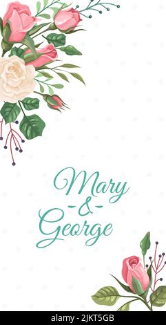 Vorlage für Hochzeitseinladung auf der Vorderseite. Blume Dekoration Karte Stock Vektor