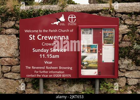 Außenansicht von St. Crewenna (KIRCHE VON SAINT CREWEN), Crowan, Cornwall Stockfoto