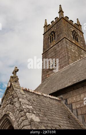 Außenansicht von St. Crewenna (KIRCHE VON SAINT CREWEN), Crowan, Cornwall Stockfoto