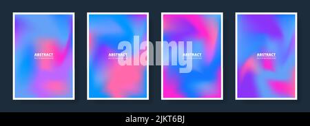 Abstrakte, unscharfe Hintergründe in blau, rosa und violettem Farbverlauf. Cover, Poster oder Prospektdesigns Kollektion in A4 Größe. Vektor Stock Vektor