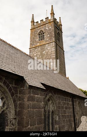Außenansicht von St. Crewenna (KIRCHE VON SAINT CREWEN), Crowan, Cornwall Stockfoto
