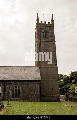 Außenansicht von St. Crewenna (KIRCHE VON SAINT CREWEN), Crowan, Cornwall Stockfoto