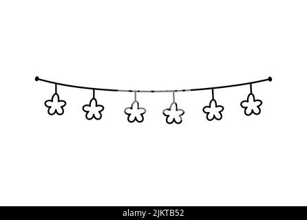 Niedliche Ammer mit Sternen isoliert auf weißem Hintergrund. Festliche Girlande. Vektor-handgezeichnete Illustration im Doodle-Stil. Perfekt für Urlaubsdesigns, ca. Stock Vektor