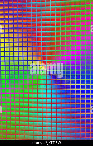 rainbow Metal Grid Nahaufnahme, Disco Unterhaltung Vielfalt Stockfoto