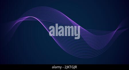 Musikwelle. Abstrakter Hintergrund. Form der Kurvenlinien. Moderne Technologie. Minimaler Hintergrund. Leuchtende grafische Equalizer-Kurve. Sound digitaler Puls Stock Vektor
