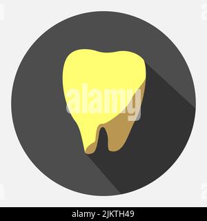Symbol eines gelben Zahnes auf dunklem Hintergrund. Stock Vektor