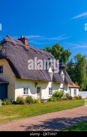 Großbritannien, England, Cambridgeshire, Barrington, traditionelles Reethaus Stockfoto