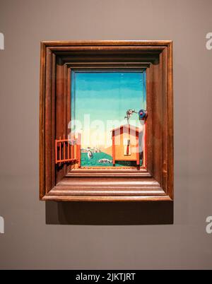 Eine Nahaufnahme eines Gemäldes in der Tate Modern Surrealismus Beyond Borders Ausstellung Stockfoto