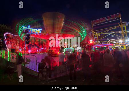 Leichte Spuren von der „Extreme“-Fahrt auf dem Witney Feast. September 2015 Stockfoto