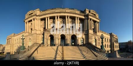 Ein Fischaugenblick oder Weitwinkelobjektiv des Thomas Jefferson Building in der Library of Congress, Washington DC Stockfoto