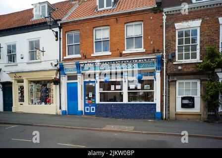 Derek Fox Metzgerei- und Geflügelhändler im Zentrum von Malton, North Yorkshire Stockfoto