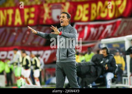 Alexandre Guimaraes, Trainer von America de Cali beim Liga-Betplay-Dimayor-Spiel im El Campin-Stadion in Bogota, Kolumbien, am 2. August 2022 Stockfoto