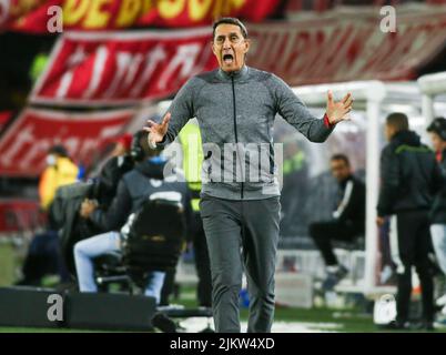 Alexandre Guimaraes, Trainer von America de Cali beim Liga-Betplay-Dimayor-Spiel im El Campin-Stadion in Bogota, Kolumbien, am 2. August 2022 Stockfoto