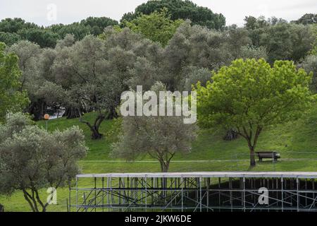 Bela Vista Park Vorbereitungen für das Rock in Rio Musikfestival in Lissabon, Portugal Stockfoto