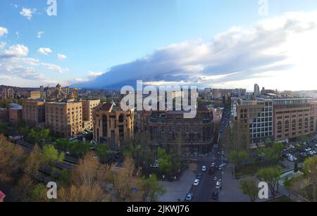 Panoramablick auf den Berg Ararat von der Stadt Armenien, Eriwan Stockfoto