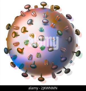 Influenza-Viren und Proteine, die an Wirtszellen binden. Stockfoto