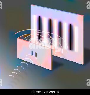 Darstellung des Experiments, das zeigt, wie man Schwarz mit intensivem Licht macht. Stockfoto