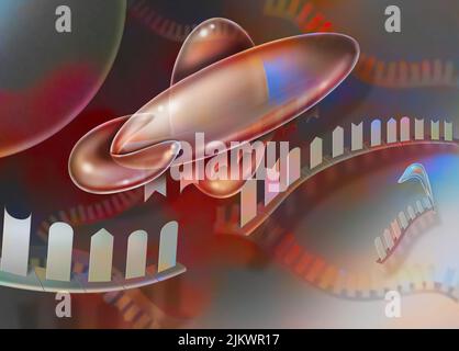 Interferierende RNA, Schritt 6: Der RISC-Komplex löst sich vom Ziel-RNA-Molekül, das er gerade gespalten hat. Stockfoto