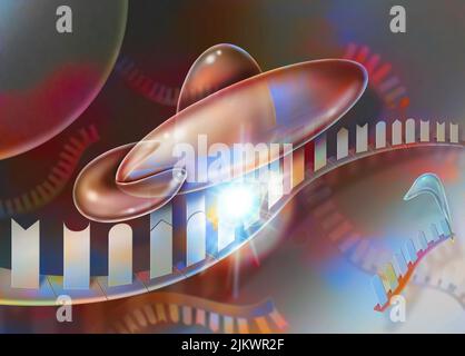 Interferierende RNA, Schritt 5: Der RISC-Komplex ist mit dem einzelsträngigen RNA-Fragment verbunden. Stockfoto