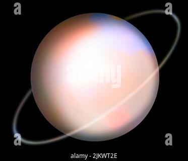 Darstellung von Uranus (Planet) isoliert auf schwarzem Hintergrund. Stockfoto