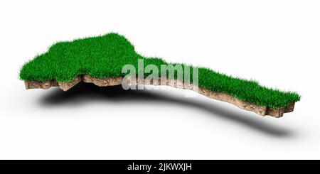 Eritrea Karte Bodengeologie Querschnitt mit grünem Gras 3D Abbildung Stockfoto