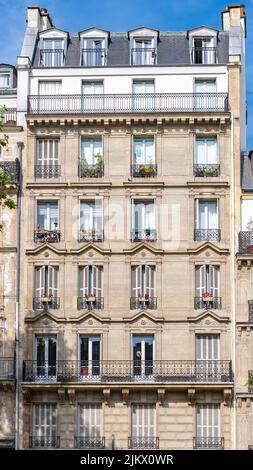 Paris, wunderschöne Gebäude, Boulevard Beaumarchais im 11e-Viertel Stockfoto